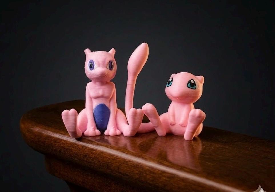 Mew & Mewtwo Evolution Set – Pokemon 3D Printed Figures, Mewtwo Figure, Mew Figure, Desk Decor, Anime Gift, Gamer Room Decor