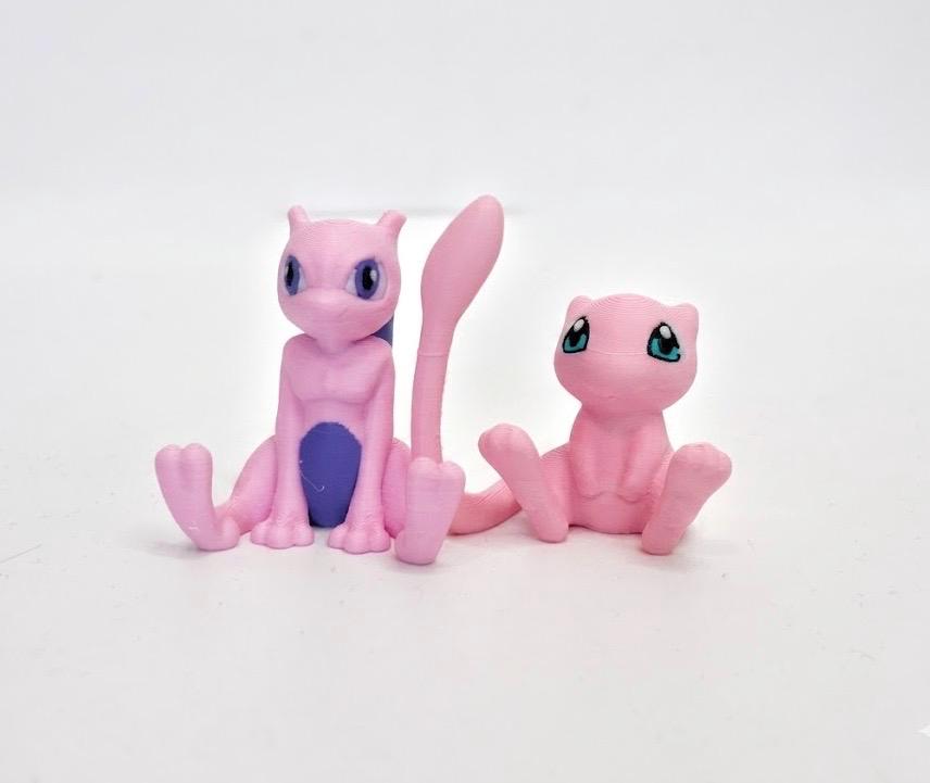 Mew & Mewtwo Evolution Set – Pokemon 3D Printed Figures, Mewtwo Figure, Mew Figure, Desk Decor, Anime Gift, Gamer Room Decor