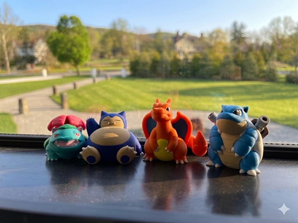 Charizard Blastoise Snorlax Venusaur Set – Pokemon 3D Printed Figures, Starter Final Evolutions, Anime Figures, Desk Decor, Gamer Gift