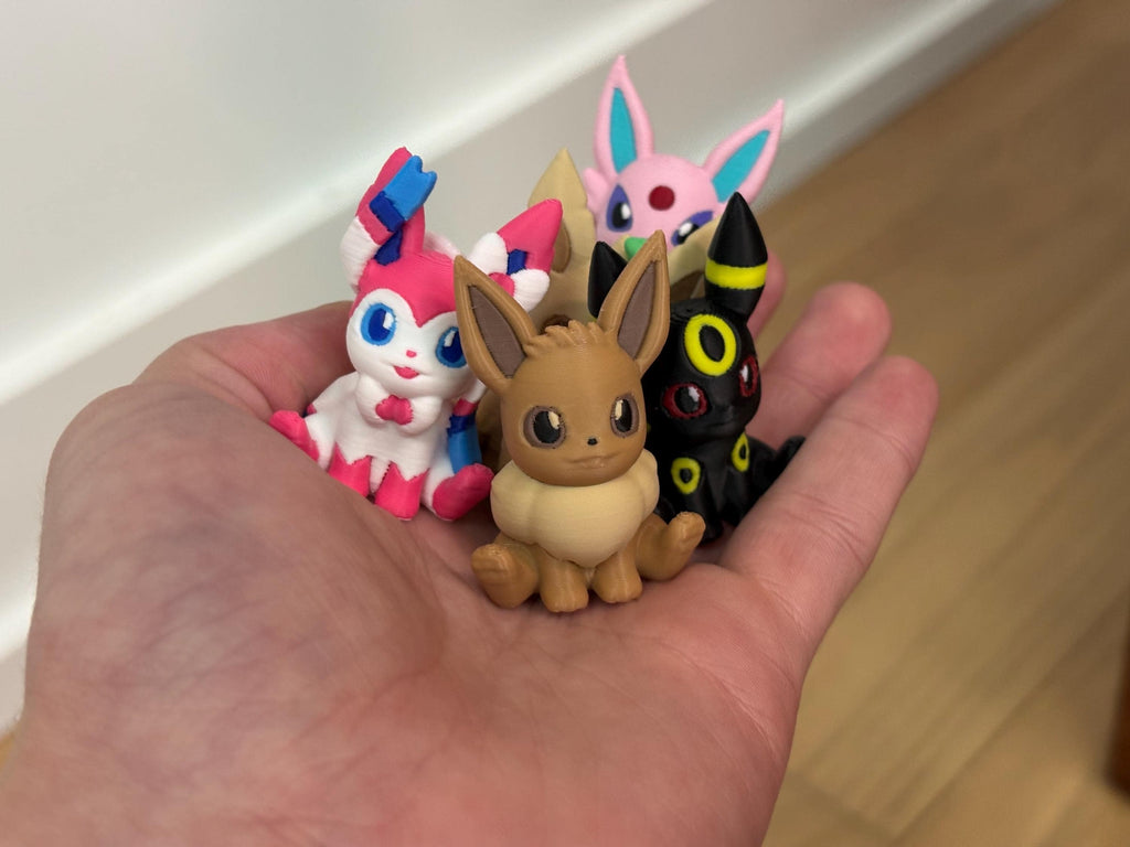 3D Printed Eeveelution Figure Bundle - Full Set of 9: Eevee, Sylveon, Flareon, Jolteon, Leafeon, Vaporeon, Glaceon, Espeon, Umbreon