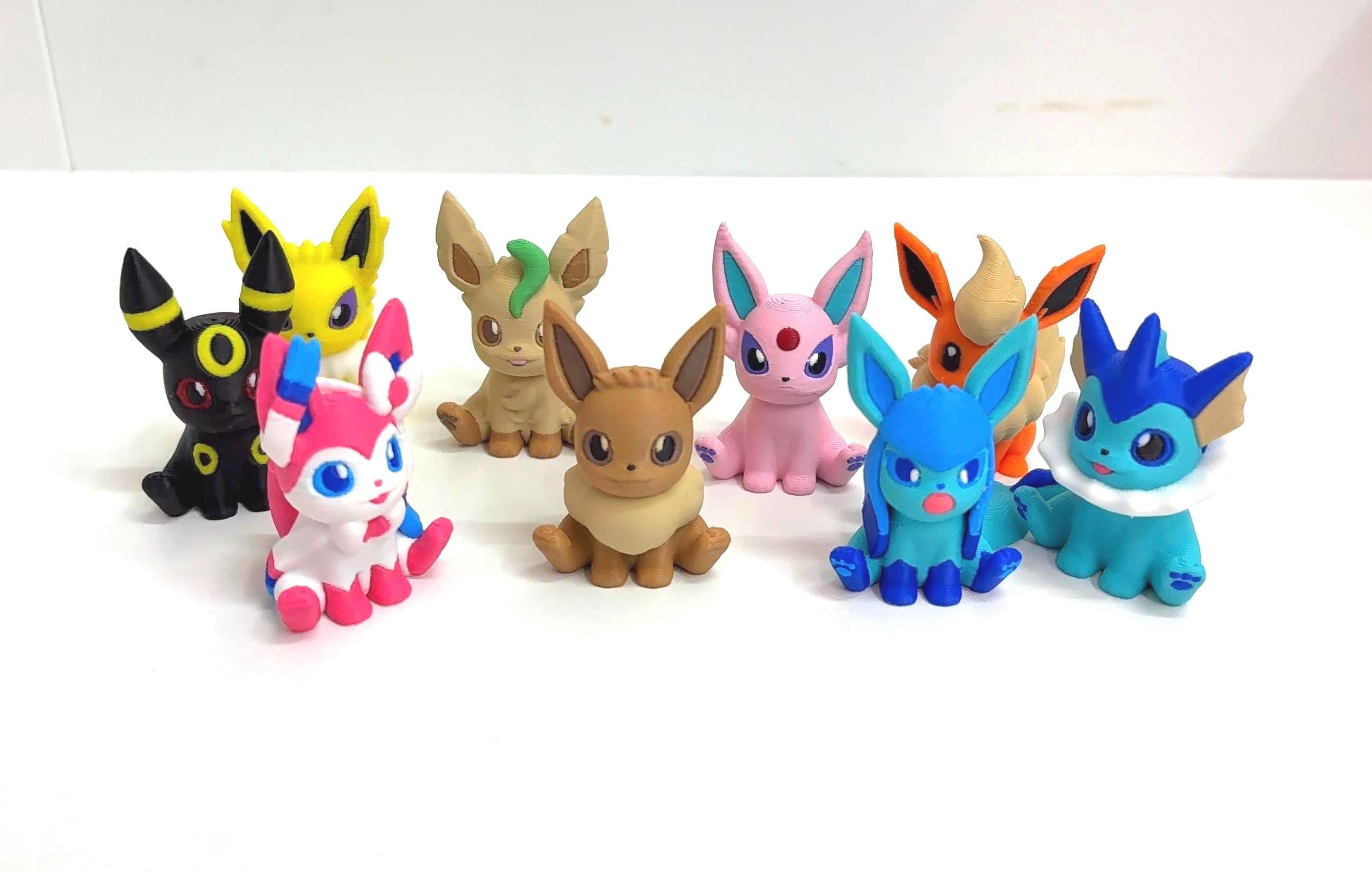 3D Printed Eeveelution Figure Bundle - Full Set of 9: Eevee, Sylveon, Flareon, Jolteon, Leafeon, Vaporeon, Glaceon, Espeon, Umbreon