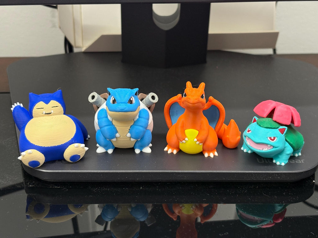 Charizard Blastoise Snorlax Venusaur Set – Pokemon 3D Printed Figures, Starter Final Evolutions, Anime Figures, Desk Decor, Gamer Gift