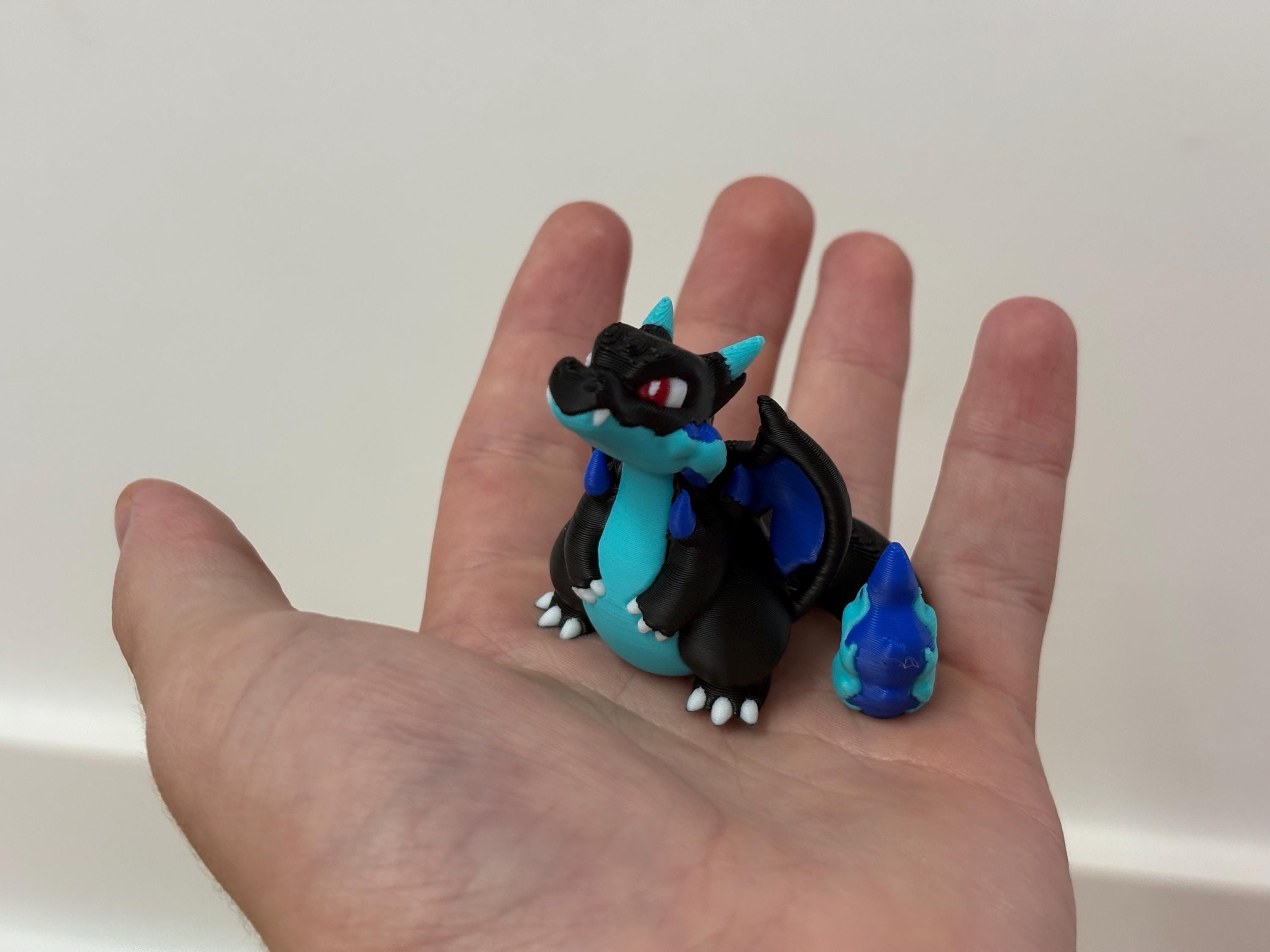 Pocket Monster Evolution Set - 3D Printed Fire Lizard Figures - Mini Anime Collectible Statues - 4 Set