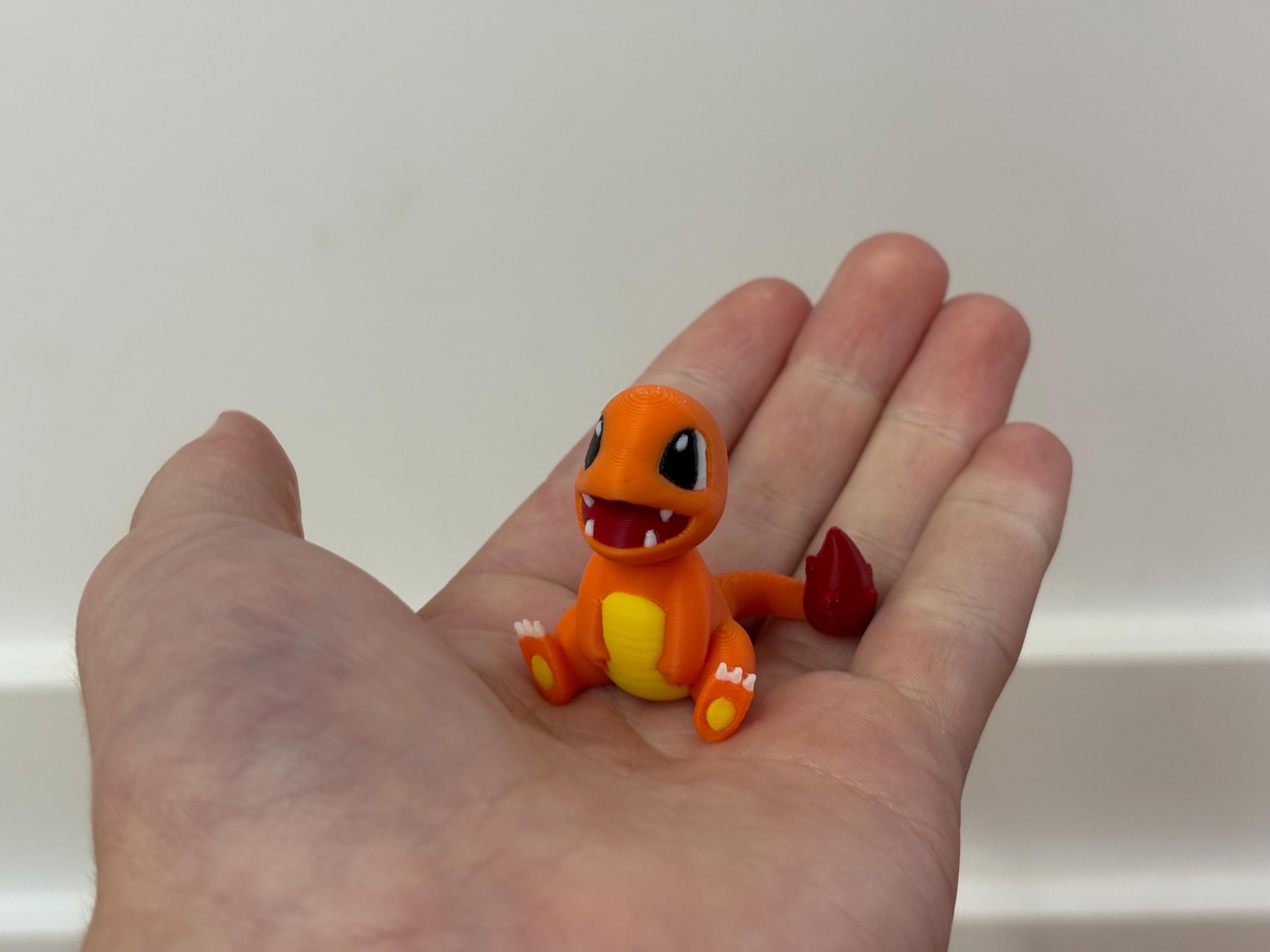Pocket Monster Evolution Set - 3D Printed Fire Lizard Figures - Mini Anime Collectible Statues - 4 Set